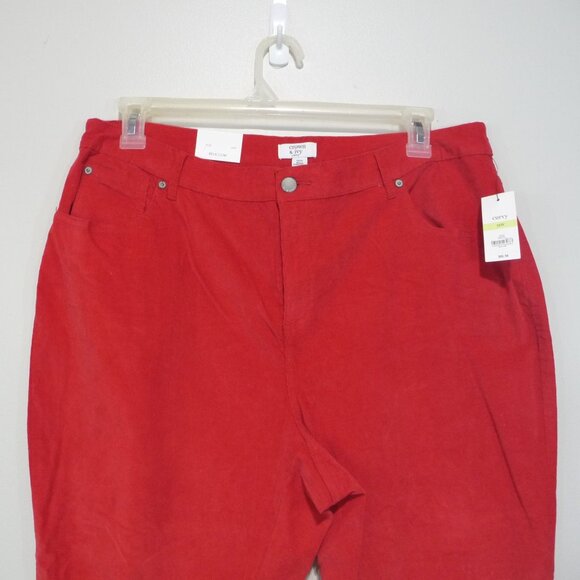 Crown & Ivy Curvy HIGH RISE Size 18W Red Corduroy Pants - Picture 2 of 8